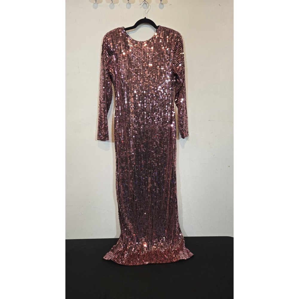 Showmax Originals  Pink Sequin Dress With Plunging Back Size Large